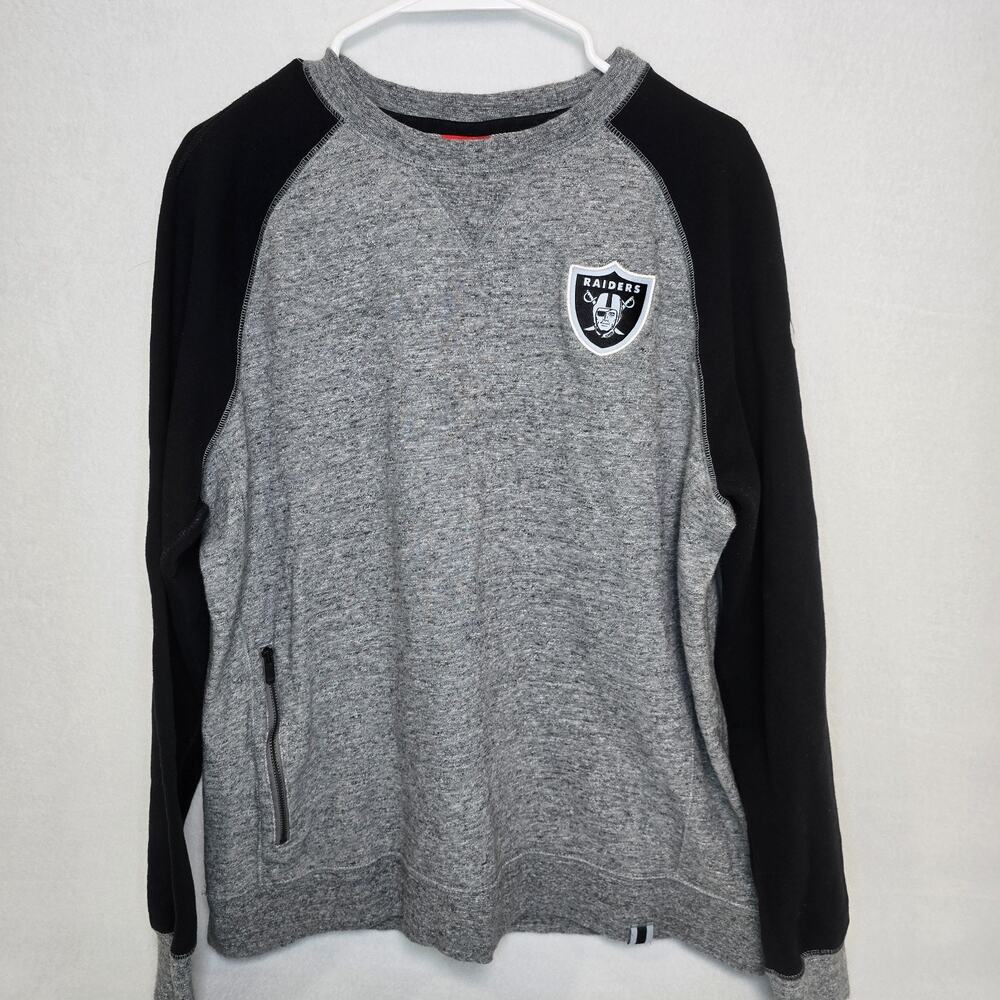 Nike NFL Raiders Sweatshirt Womens Large Gray Black Raglan Crewneck Football